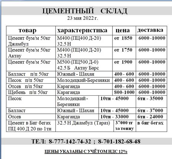 Цемент м500 цена 50 кг Актау Барс